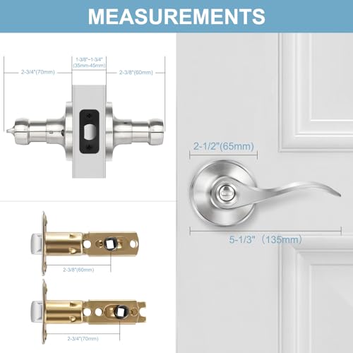 6 Pack Brushed Nickel Privacy Door Levers