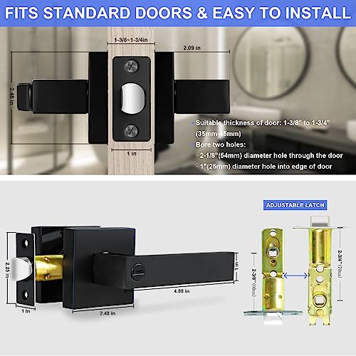 Matte Black Privacy Door Levers, 8 Pack