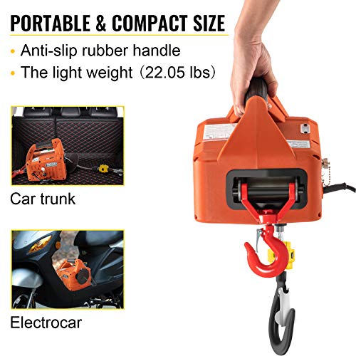 VEVOR 3-in-1 Electric Hoist Winch - 1100lbs