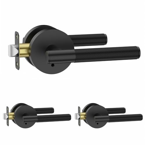 3 Pack Matte Black Interior Privacy Door Handles
