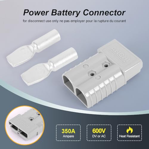 6-Pack 350A Forklift Battery Connectors 2/0 AWG Gray