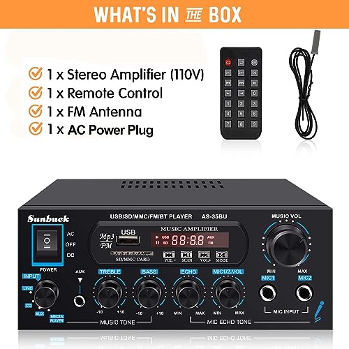 Sunbuck Bluetooth Stereo Receivers with 400Wx2 Max