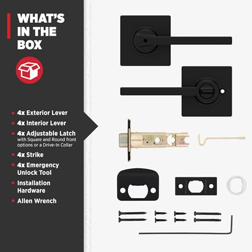 4 Pack Kwikset Casey Interior Privacy Door Handle