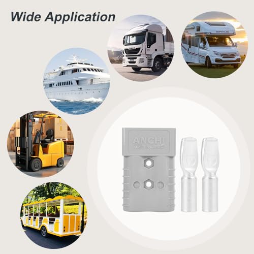 6-Pack 350A Forklift Battery Connectors 2/0 AWG Gray