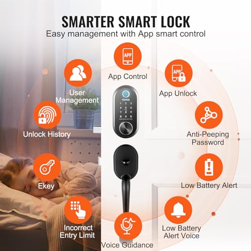 VEVOR 5-in-1 Smart Lock, Biometric, Bluetooth, Keyless