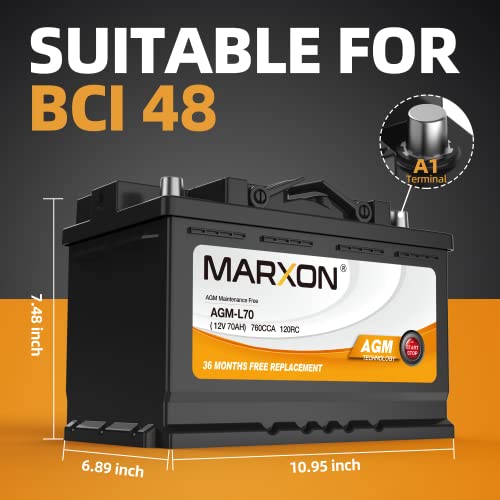 MARXON Group 12v 70AH 760CCA AGM Car Battery