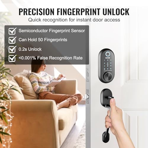 VEVOR 5-in-1 Smart Lock, Biometric, Bluetooth, Keyless
