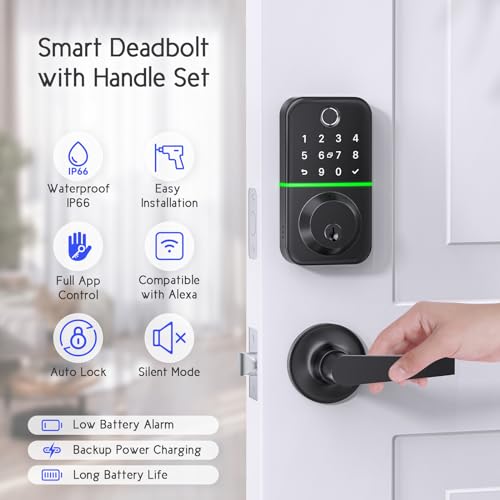 Fingerprint Keypad Door Lock with Handle Set