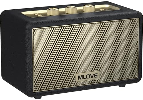MLOVE Retro Bluetooth Speaker with Aux, Subwoofer, USB