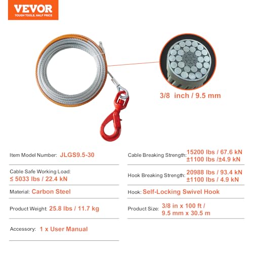 Heavy Duty Winch Cable for SUV, Truck, Off-Road