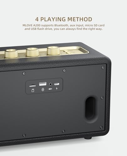MLOVE Retro Bluetooth Speaker with Aux, Subwoofer, USB