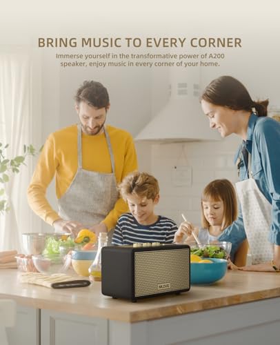 MLOVE Retro Bluetooth Speaker with Aux, Subwoofer, USB
