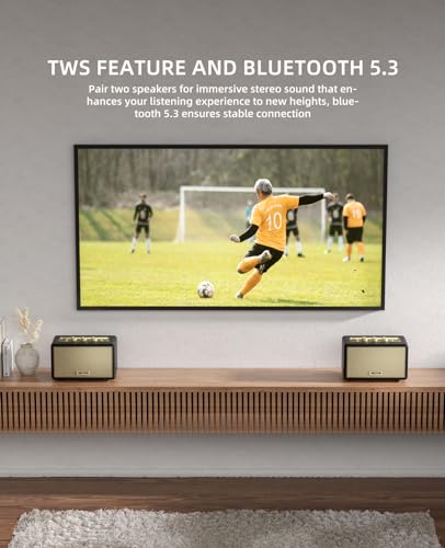 MLOVE Retro Bluetooth Speaker with Aux, Subwoofer, USB