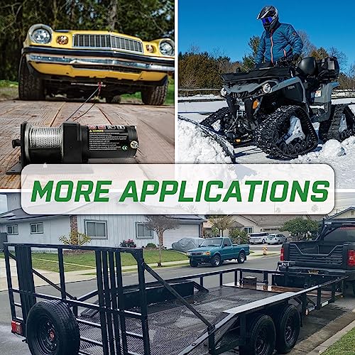 2000lb ATV Electric Winch with Remote Control & Mounting Plate