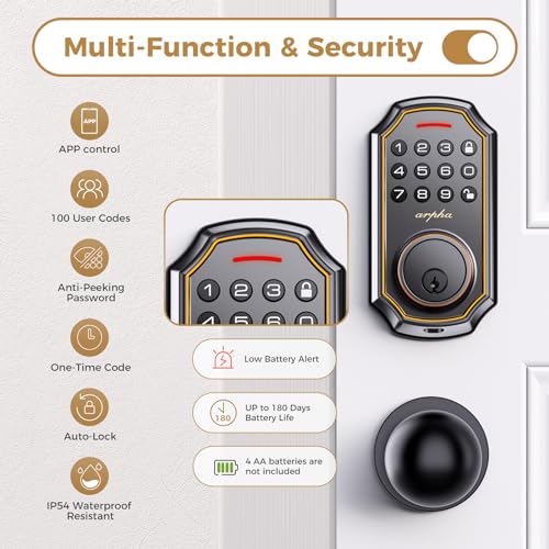 Front Door Smart Lock with App Control, Keyless Entry