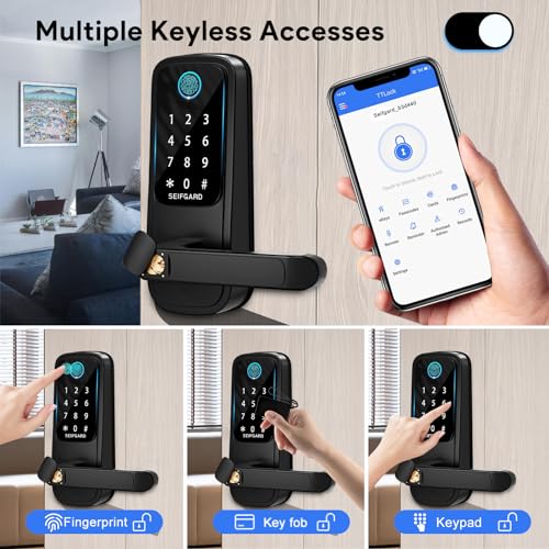 Biometric Smart Lock with Handle and Electronic Keypad