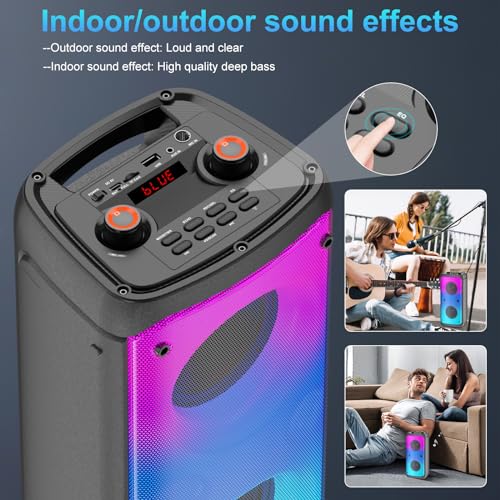 TAMPROAD Bluetooth Speaker with Subwoofer and LED Lights