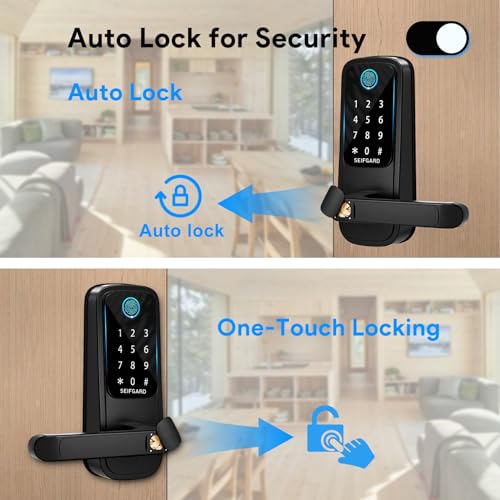 Biometric Smart Lock with Handle and Electronic Keypad