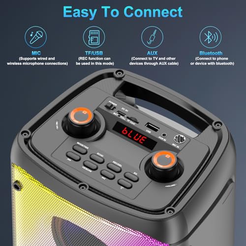 TAMPROAD Bluetooth Speaker with Subwoofer and LED Lights