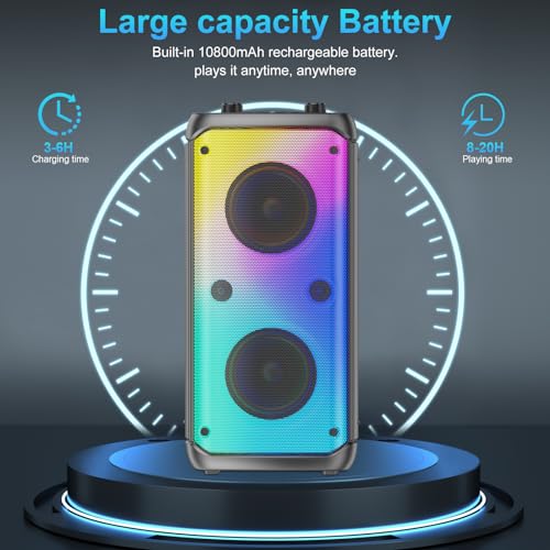 TAMPROAD Bluetooth Speaker with Subwoofer and LED Lights