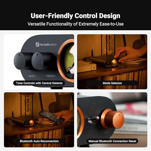 Fosi Audio MC101 Bluetooth Stereo Amplifier Vintage Edition