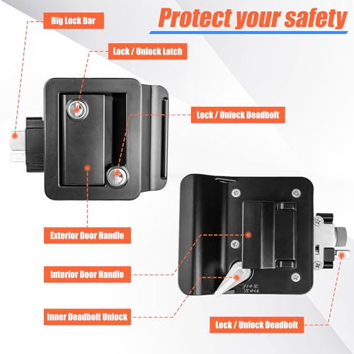 Siasky Black RV Door Lock with Paddle Deadbolt