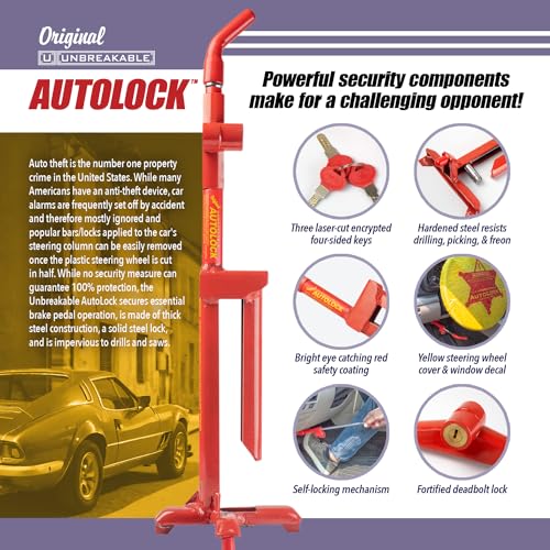 Unbreakable Autolock Patented Anti-Theft Pedal Lock - 3 Keys