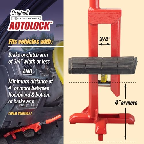 Unbreakable Autolock Patented Anti-Theft Pedal Lock - 3 Keys