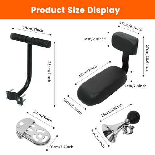Kids Bike Rear Seat with Backrest and Armrest