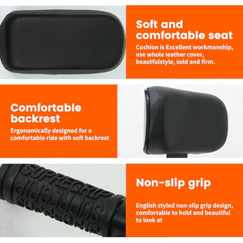 Kids Bike Rear Seat with Backrest and Armrest