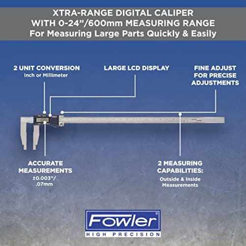 Fowler Xtra-Range Digital Caliper, 0-24"/600MM