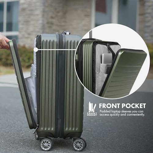Mykel Front Pocket Hardside Suitcase - Green 22