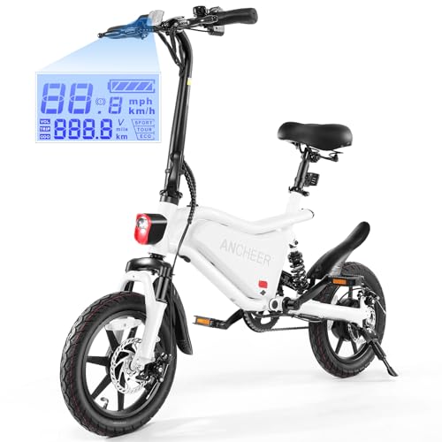 ANCHEER 20MPH Folding Electric Bike, 45 Mile Range, LCD Display