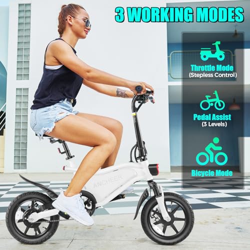 ANCHEER 20MPH Folding Electric Bike, 45 Mile Range, LCD Display