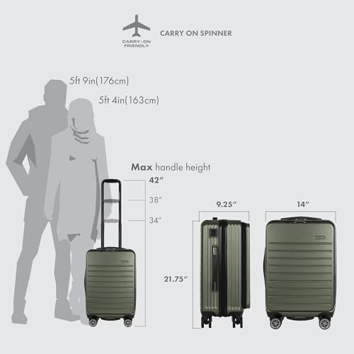 Mykel Front Pocket Hardside Suitcase - Green 22