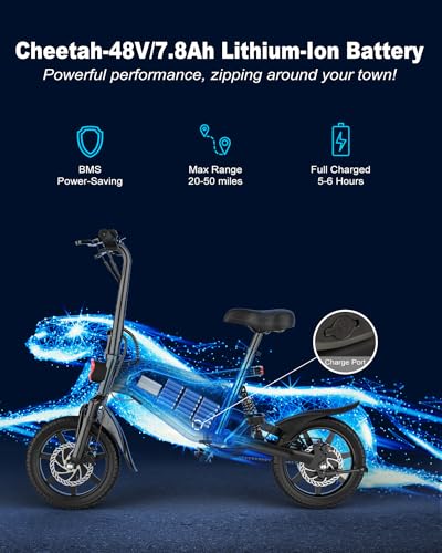 ANCHEER 14" Folding Electric Bike, 500W Motor, 22MPH