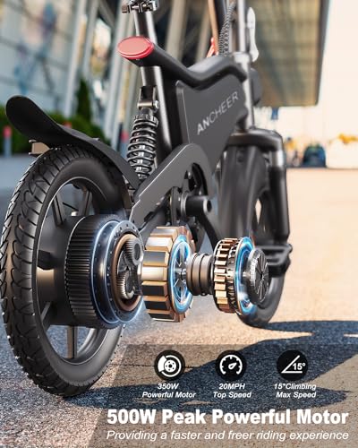 ANCHEER 14" Folding Electric Bike, 500W Motor, 22MPH