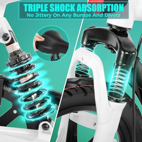 ANCHEER 20MPH Folding Electric Bike, 45 Mile Range, LCD Display