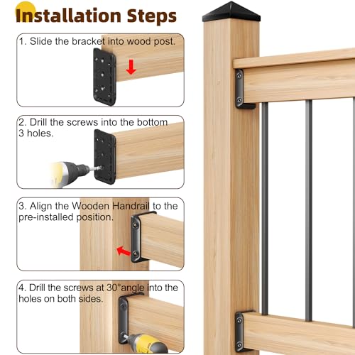 Deck Railing Bracket Connectors for 2x4 Wood Post