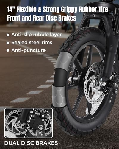 ANCHEER 14" Folding Electric Bike, 500W Motor, 22MPH