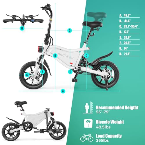 ANCHEER 20MPH Folding Electric Bike, 45 Mile Range, LCD Display