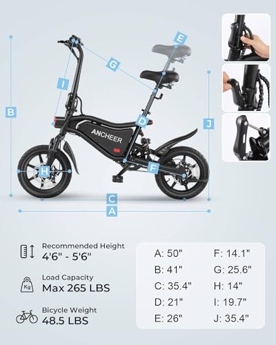 ANCHEER 14" Folding Electric Bike, 500W Motor, 22MPH