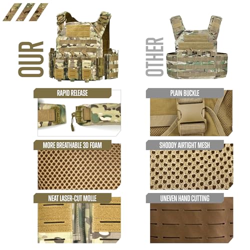 Camo Tactical Vest for Men - Military Grade 1000D