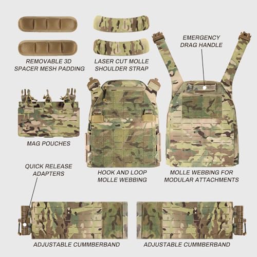 VOTAGOO GEAR Tactical Vest, Lightweight & Adjustable