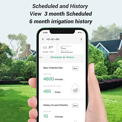 HiOazo 6-Zone WiFi Smart Sprinkler Controller, Rain Sensor