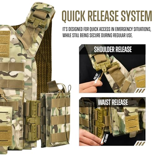 Camo Tactical Vest for Men - Military Grade 1000D