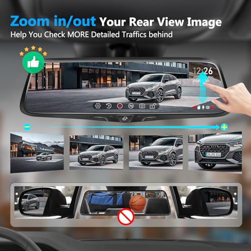 PORMIDO Smart 2K Rearview Mirror Camera, Touchscreen Dashcam