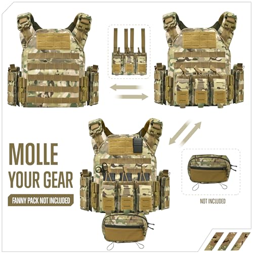 Camo Tactical Vest for Men - Military Grade 1000D