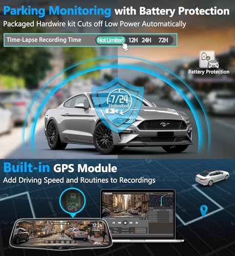 PORMIDO Smart 2K Rearview Mirror Camera, Touchscreen Dashcam