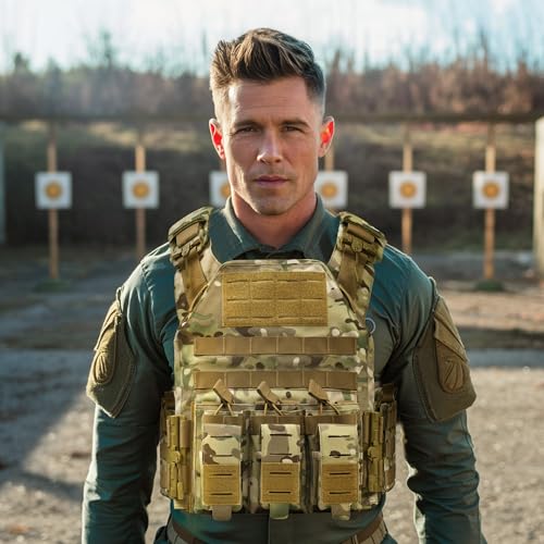 Camo Tactical Vest for Men - Military Grade 1000D
